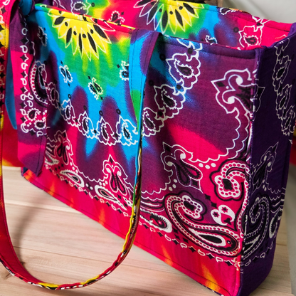 Tie-Dye Vibrant Colors Bandana Tote-Small