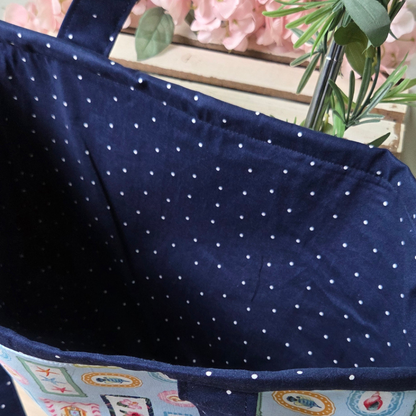 Coastal Charm Blue Polka Dot Tote Bag