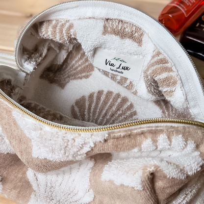 Seashell Premium Luxury Towel Fabric Makeup Bag