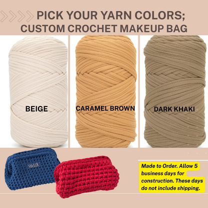 **CUSTOMIZE** Your Crochet Cosmetic Bag-Choose your yarn & Add to Cart