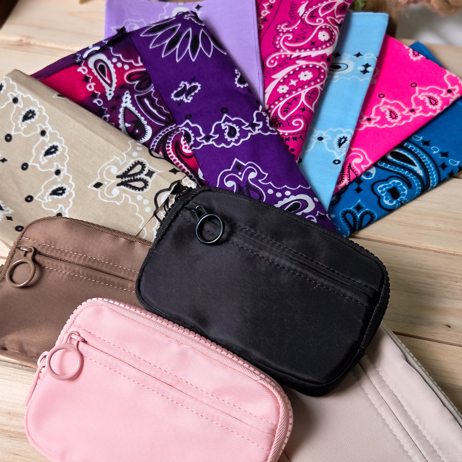 Bandana Keychain Wallet Wrist Lanyard, Wallet Keychain Set