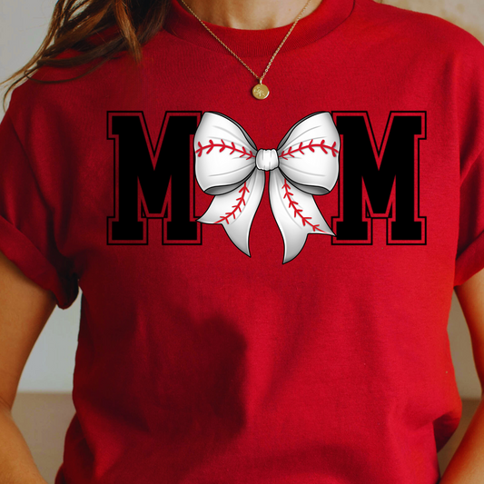 Baseball Coquette Mom Short Sleeve T-Shirt