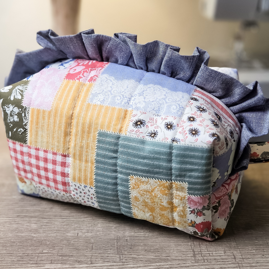 Quilted Pattern Ruffled Cosmetic-Makeup Bag