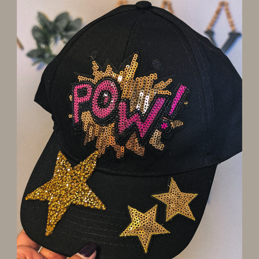 Gold Sequin Patch Mesh Baseball Hat