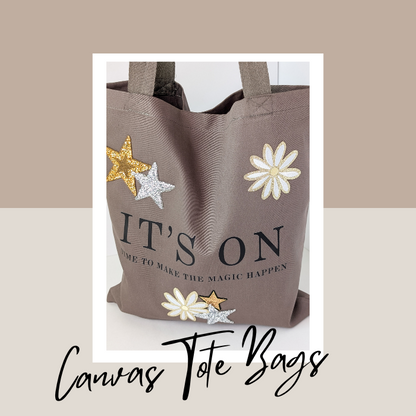 Canvas Tote Bag Floral Patches