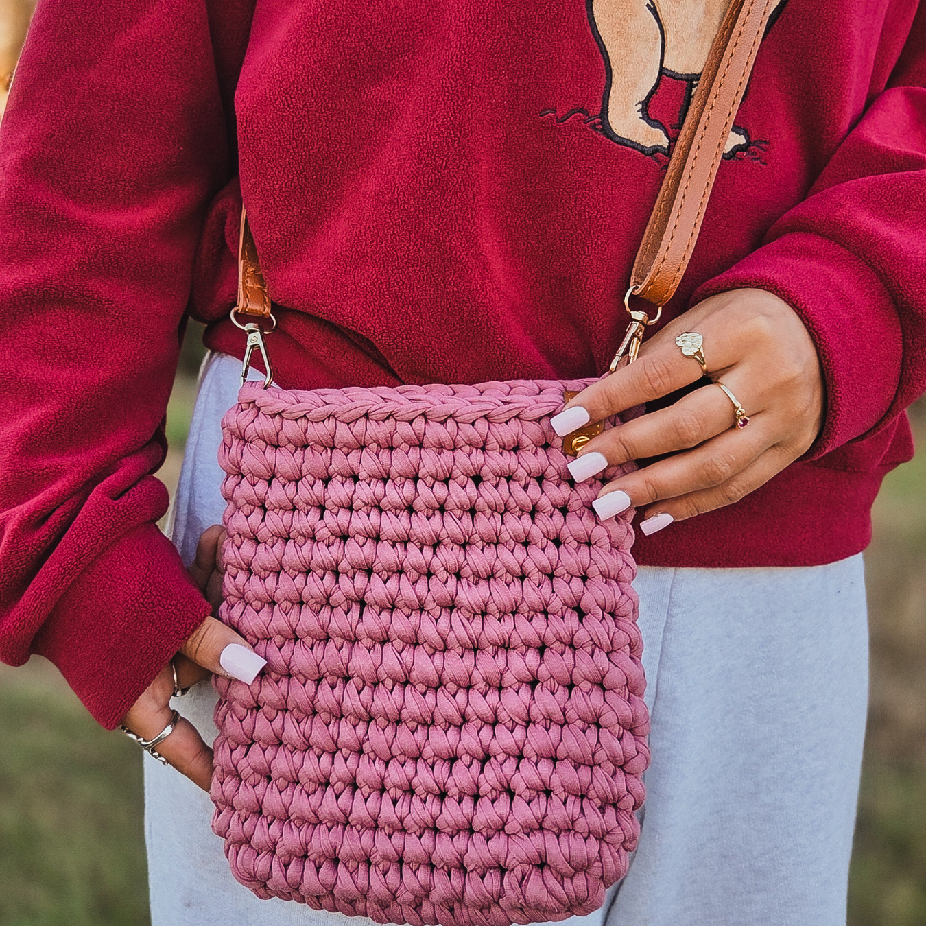 Crochet Crossbody Bag-Your New Everyday Essential-Pink
