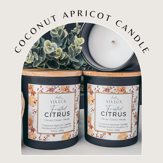 Frosted Citrus Coconut Apricot Wax Candle