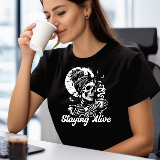 Stayin Alive Skull Graphic Tee