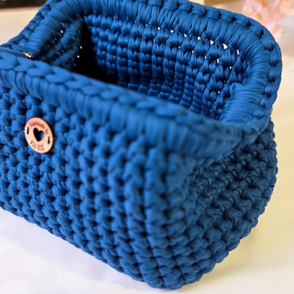 Denim Blue Crochet Clutch Bag