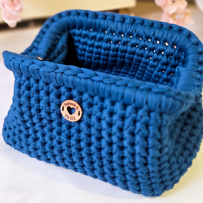 Denim Blue Crochet Clutch Bag