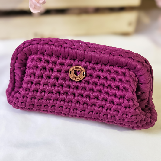Dark Fuchsia Crochet Clutch Bag