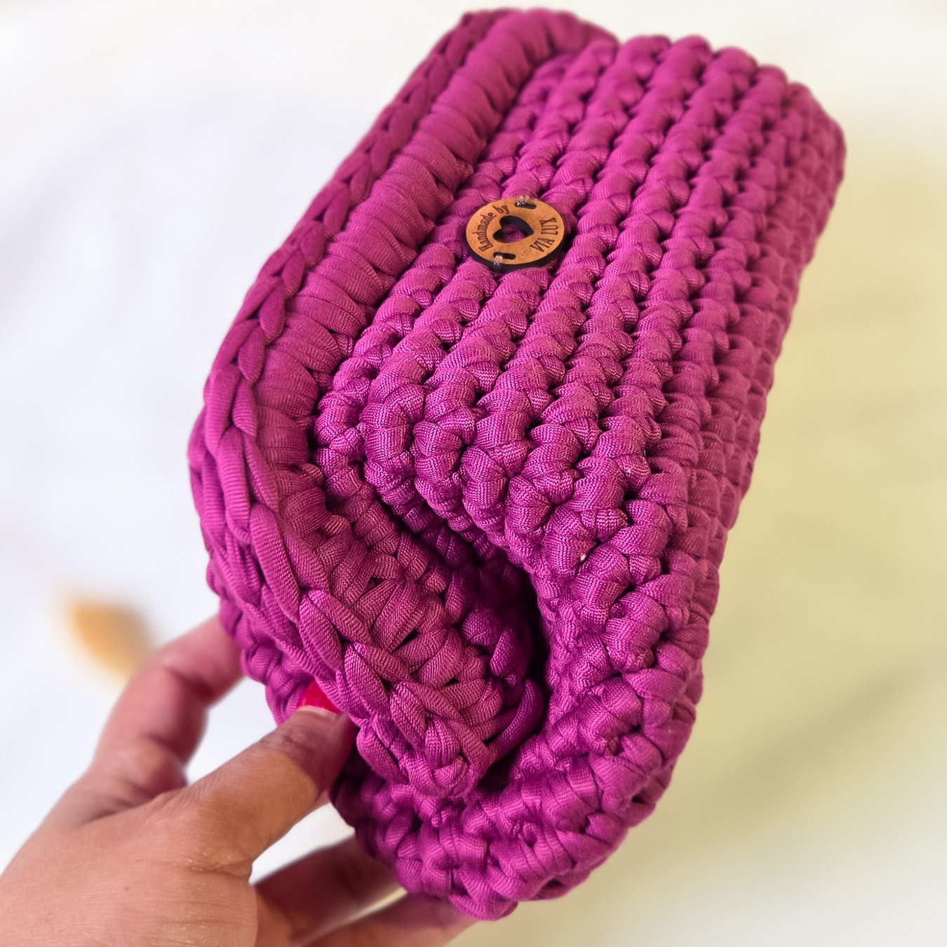 Dark Fuchsia Crochet Clutch Bag