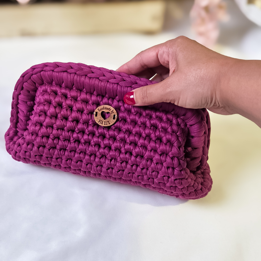 Dark Fuchsia Crochet Clutch Bag