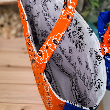 Summer Fish Blue & Orange Bandana Tote Bag