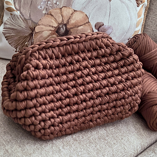 Mocha Mousse Crochet Cosmetic Bag