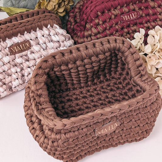Mocha Mousse Crochet Cosmetic Bag