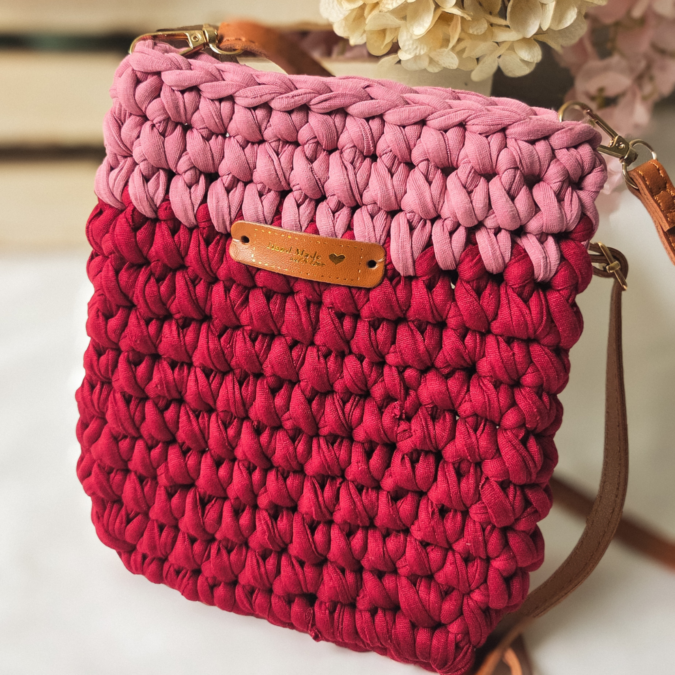 Crochet Crossbody Bag-Your New Everyday Essential-Pink & Red