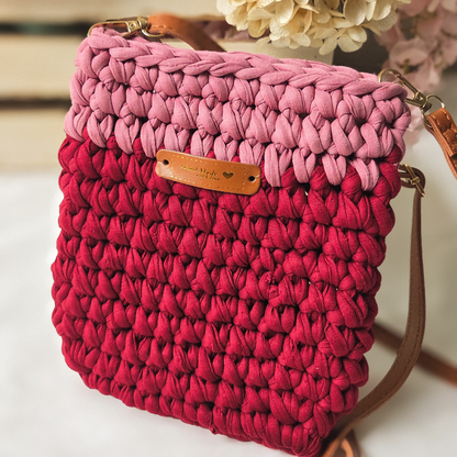 Crochet Crossbody Bag-Your New Everyday Essential-Pink & Red