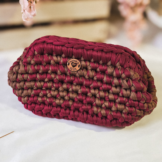 Burgundy & Espresso Crochet Clutch